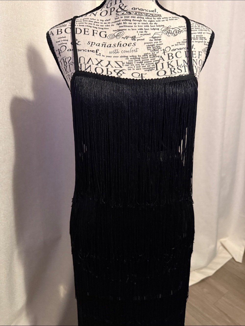 Fashion Nova Black Fringe Maxi Dress Sz M NWT